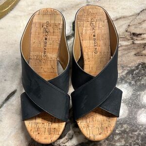 Lucky Brand Black Cross-Strap Mules